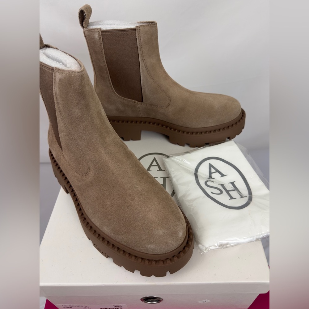 ASH Genesis Womens Leather Lug Sole Chelsea Boots Sequoia Tan. EU39=US8/EU40=US9 - Picture 10 of 15